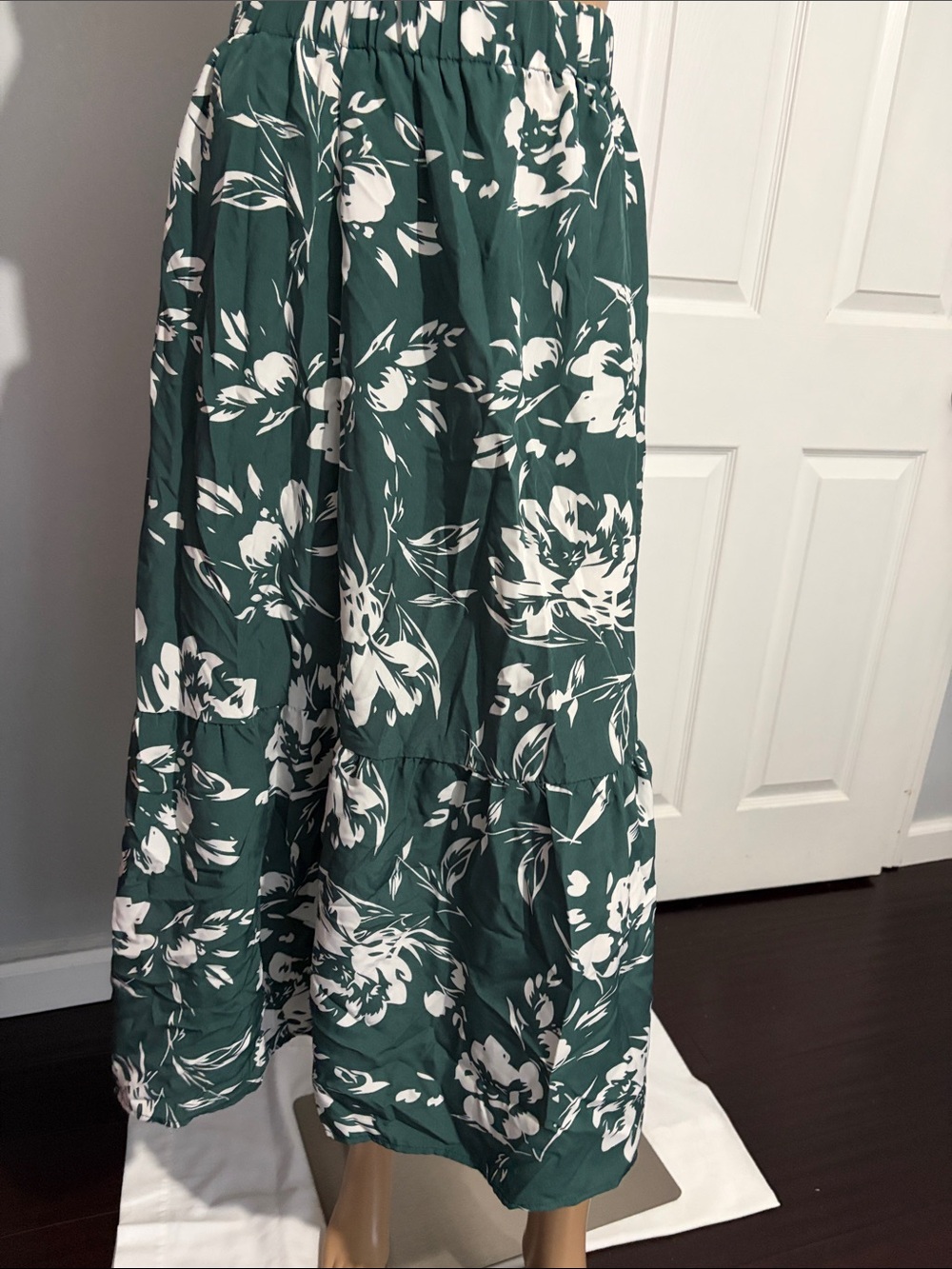 Forest Green Floral Maxi Skirt – Women's Tiered Boho Skirt